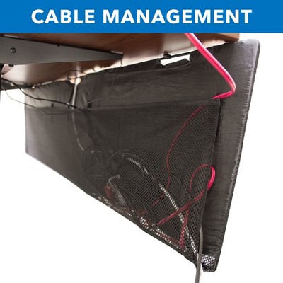 Black Fabric Under Desk Privacy Panel with Organizer Pockets