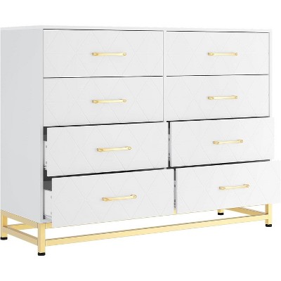 Dresser for Bedroom with 8 Drawer, TV Stand Dressers Chest of Drawers for Living Room Hallway Entryway