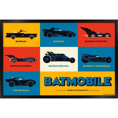 Trends International DC Comics Batman: 85th Anniversary - Minimalist The Batmobiles Framed Wall Poster Prints