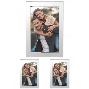 REGALWOVEN Home Room Modern Brushed Aluminum Real Glass Photo Frame - 1 of 4