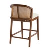 Set of 2 Counter Height Stools, Wood Counter Stools with Rattan Back and Upholstered Seat, Mid-Century Counter Stools for Kitchen Island-Koiai - 4 of 4