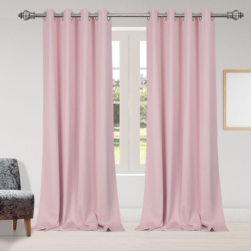 PiccoCasa Rod Pocket Solid Blockout Curtains Darkening Insulated Curtain 2 Panels, 1 of 5