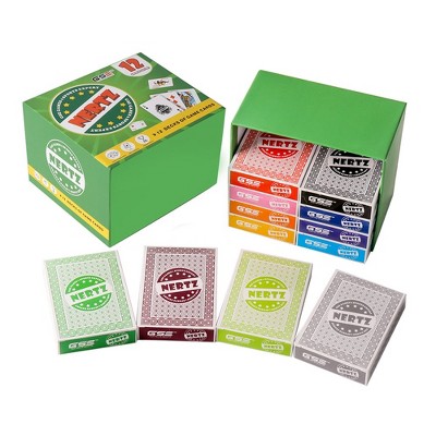GSE 12-Deck Nertz Card Game,  Multi-colored Standard 3.5"x2.5" Wide Playing Cards for Poker, Blackjack, Rummy, Go Fish, Bridge