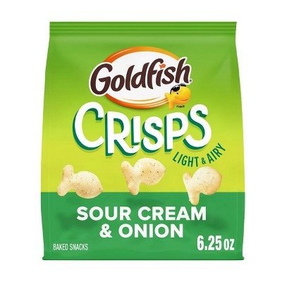 Goldfish Crisps Sour Cream & Onion Baked Chip Crackers, 6.25 oz Bag, Pack of 2