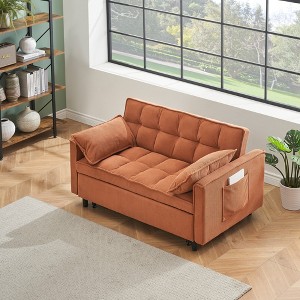 GlasFlength Morden Leisure Loveseat Sofa with Cushioned Support for Contempoary Living Room, Hall, Orange,55.1”*33.1”*32.3" - 1 of 4