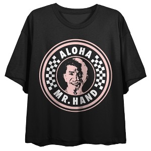 Fast Times At Ridgemont High Aloha Mr. Hand Crew Neck Short Sleeve Women's Black Crop Top - 1 of 4