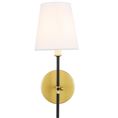 Elegant Lighting Mel 1 light Brass and Black and White shade wall sconce