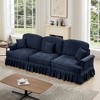 Racxily Large 3 Seat Sofa Couch with Flared Arms and Removable Ruffles Pleats Skirts and Spindle Legs, Comfy Chenille Three-Seat Sofa for Living Room - 3 of 4