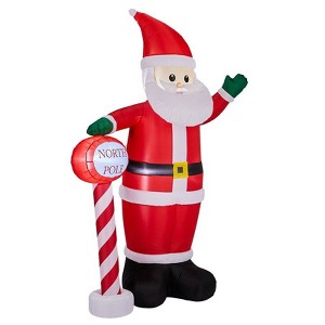 Karl Home 8.2FT Lighted  Santa with North Pole Road Sign Christmas Inflatable Decoration - 1 of 1