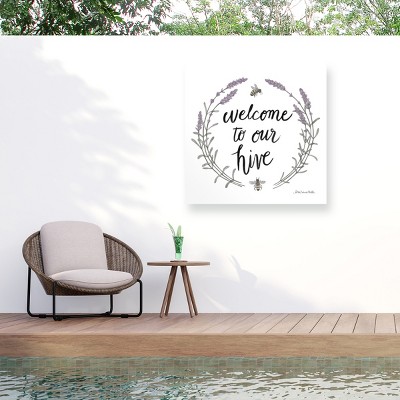 "Happy to Bee Home Words II" Outdoor Canvas