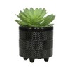 Bencmate Planters Small Stripe Plant Pot with Drainage Plug and Stand and Legs, Indoor Home Office Table Plants for Flowers Herb, Black, 8"*8"*8" - 2 of 4