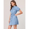 Allegra K Women's Jean Chambray Summer Casual Button Down Denim Dresses - image 2 of 4