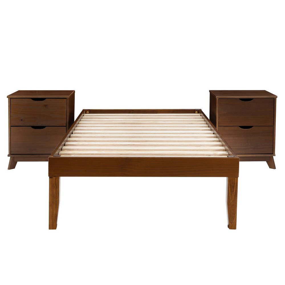 Photos - Bedroom Set Powell Pensy Twin Platform Bed and 2 Nightstands Walnut