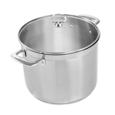 Chantal Induction 21 Steel 12 Quart Stockpot with Glass Lid