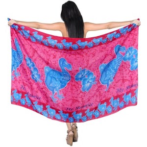 LA LEELA Women's Summer Bikini Wraps Sarong Cover up Wrap Skirt Bathing suit Swimwear Swimsuit Beach Coverup for Women One Size Pink, Bird - 1 of 4