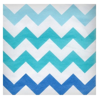 20ct Blue Chevron Cocktail Beverage Napkin