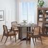 PexFix 52" x 52" Farmhouse Kitchen Dining Room Table Furniture Round Walnut Kitchen Table with Rattan Woven Legs for Kitchen Bar Living Room - 2 of 4