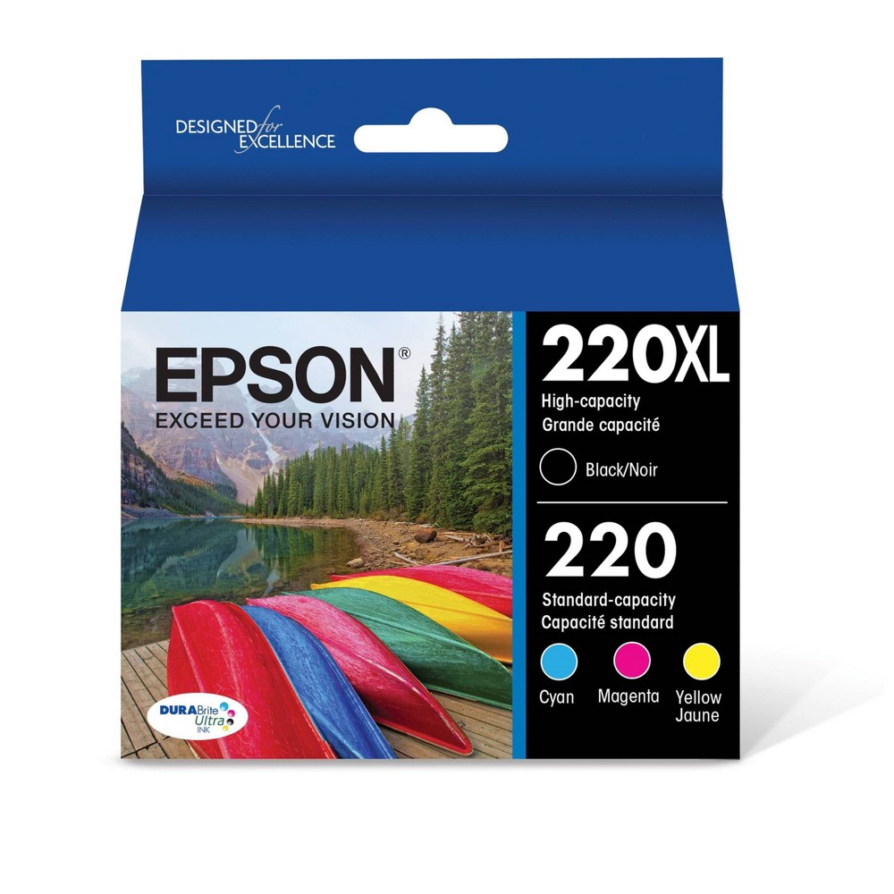 Epson 220XL Black, 220 C/M/Y Combo 4pk Ink Cartridges - Black, Cyan, Magenta, Yellow (T220XL-BCS)