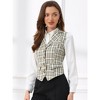 INSPIRE CHIC Women's Plaid Vintage Notched Lapel Collar Single Breasted Waistcoat Vest - 2 of 4