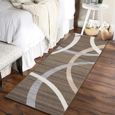 Modern Area Rug Machine Washable Wavy Circles Design Rug Geometric Floor Carpet