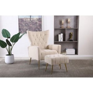 Modern Accent Chair with Ottoman, Comfy Armchair for Living Room, Bedroom, Apartment, Office - 1 of 4