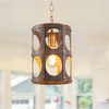 DORESshop 1-Light Farmhouse Wood and Gold Pendant Light, Metal Cage Hanging Lighting Fixture for Kitchen Island, Hallway,Bedroom - 3 of 4