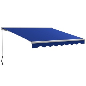 VisioGear Retractable Awning, 13'*10' Patio Awnings with Manual Crank Handle for Deck, Yard, Blue, 153.5"*118.1"*59.1" - 1 of 4