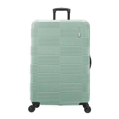 American Tourister NXT Checkered Hardside Carry On Spinner Suitcase - Sage Green