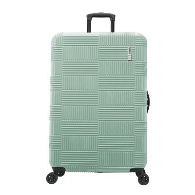 American Tourister NXT Hardside Large Checked Spinner Suitcase - Sage Green