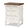 Levron and Antique Wood 3 Drawer Nightstand: Mid-Century Design, Cabriole Legs - Baxton Studio - 4 of 4