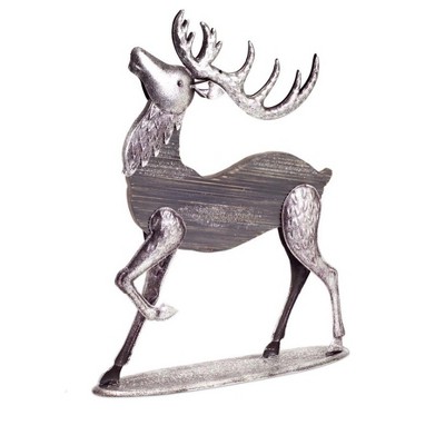 Melrose 19" Gray and Silver Buck Reindeer Christmas Tabletop Figurine