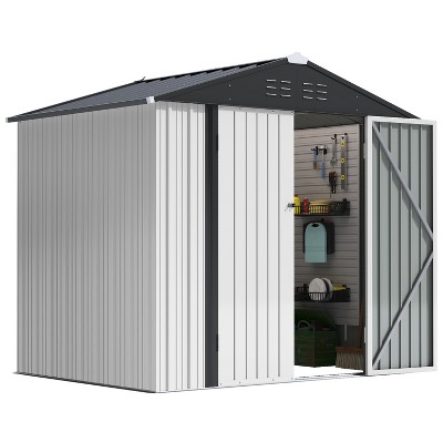 LACOO 8' x 6' Peak-Roof Patio Metal Shed