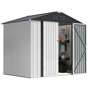 LACOO 8' x 6' Peak-Roof Patio Metal Shed - 1 of 4