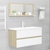 vidaXL Bathroom Mirror White and Sonoma Oak 35.4"x4.1"x14.6" Engineered Wood - 4 of 4