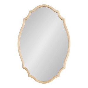 Kate & Laurel All Things Decor 24"x36" Leanna Wood Scalloped Oval Mirror Natural - 1 of 4