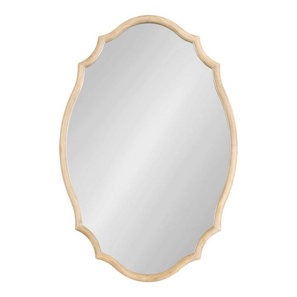 Photos - Wall Mirror Kate & Laurel All Things Decor 24"x36" Leanna Wood Scalloped Oval Mirror Natural