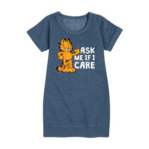 - Garfield - Ask Me If I Care Graphic Short Sleeve Fleece Dress - 1 of 4