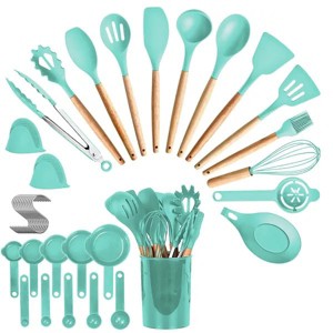 35Pcs Kitchen Cooking Utensils Set Spatula Set Baking Utensil Set Kitchen Accessories Necessities w/ Holder Egg Whisk Separator Tong Turner Spoons Cup - 1 of 4