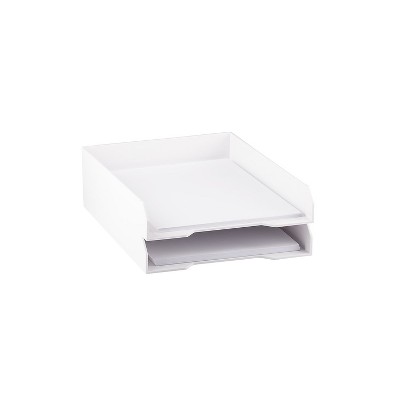 JAM Paper Stackable Paper Trays White Desktop Document Letter & File Organizer Tray 2/Pack (344WHA)