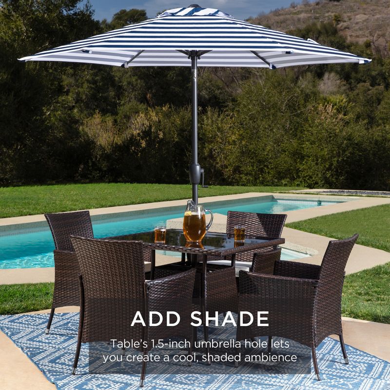 Best Choice Products 5-Piece Indoor Outdoor Wicker Patio Dining Table Furniture Set w/ Umbrella Cutout, 4 Chairs, 6 of 9
