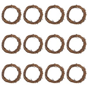 Unique Bargains Metal Door Window Decorations Hoop Round Rattan Wreaths 12 Pcs - 1 of 4