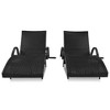 YOOCOZZ Outdoor All-Weather Wicker Chaise Lounge Chairs & Sunbathing Recliners with Adjustable Backrest and Side Table, Set of 2 - 2 of 4
