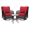 3-Piece Outdoor Swivel Rocking Chair Set with Thick Cushion & Side Table, Durable Rattan Wicker Patio Furniture for Garden, Balcony, Porch - 3 of 4