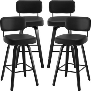 Bekrvio 26"/29” Swivel Bar Stools Set of 4, Upholstered Faux Leather Barstools with Back, Bar Chairs Island Stools for Kitchen Counter - 1 of 4