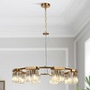 LNC Labradorite 8-Lights 31.5" Luxury and Glam Wagon Wheel Oversized Chandelier, Satin Gold with Crystal - 2 of 4