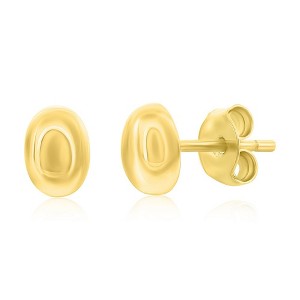 Bella Silver Sterling Silver, 6mm Polished Oval Studs - Gold Plated - Gold - 1 of 2