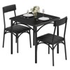 3-Piece Industrial Dining Table Set for 2, Compact Kitchen Table with 2 PU Upholstered Chairs, Space-Saving Breakfast Nook Set for Small Spaces - 2 of 4