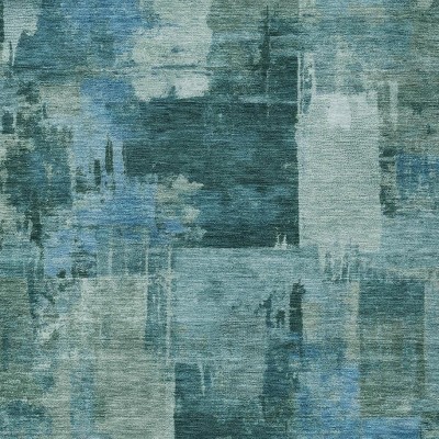 HomeRoots 10' X 14' Teal Blue And Pale Aqua Abstract Washable Indoor Outdoor Area Rug