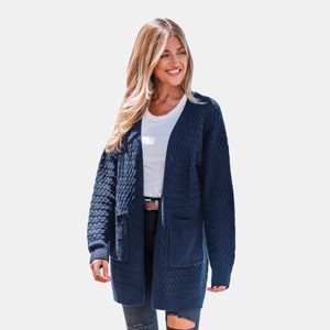 Women's Cozy Cable Knit Open Front Cardigan - Cupshe - 1 of 4