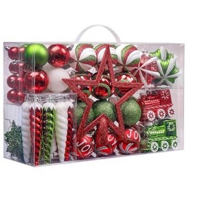 Aoibox 108pcs Red Green White Shatterproof Christmas Ornaments Set 1.2 to 7.9 Inch Ball Shapes for Tree Table Indoor Outdoor Decor - 1 of 4